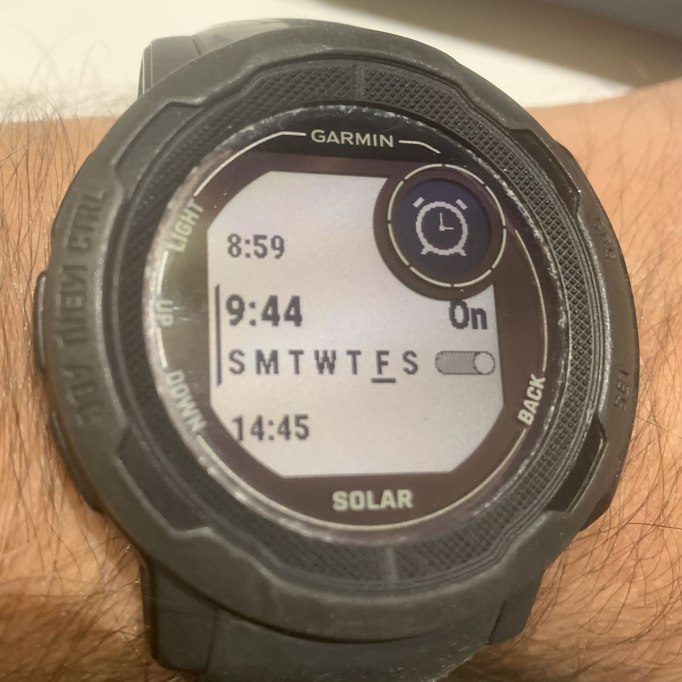 User interface of the alarm clock